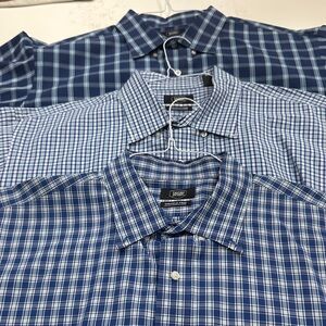 Berkley Jensen XXL Men’s Blue Plaid Button Down Shirts Lot of 3